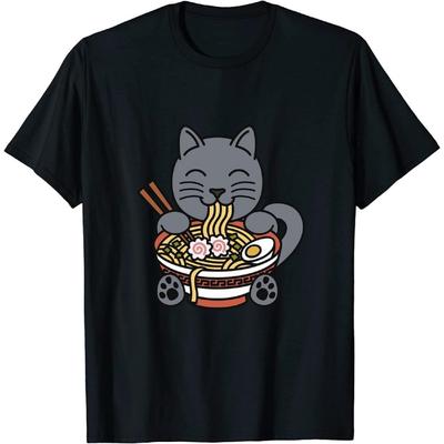 Ramen British Shorthair Cat Pet T-Shirt Sweatshirt Hoodie Tank Top V-Neck for Men Women Kids