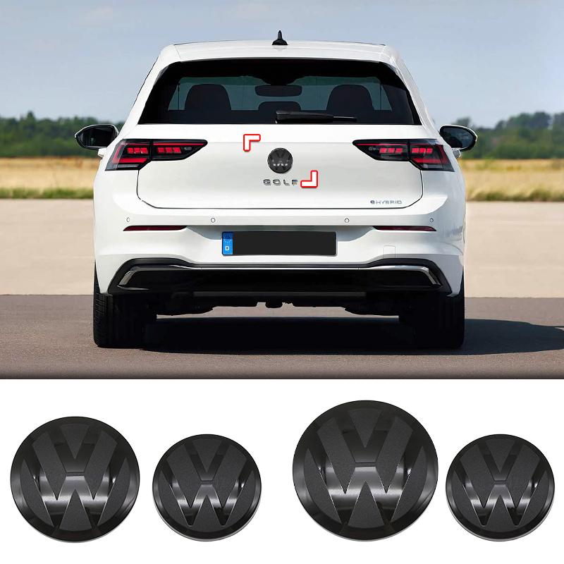 2pcs Front Rear Emblem For VW Golf 5 6 7 7.5 8 Modified Black Flat Mirror Logo Cover Stickers Accessories Extra Pro Plus Value