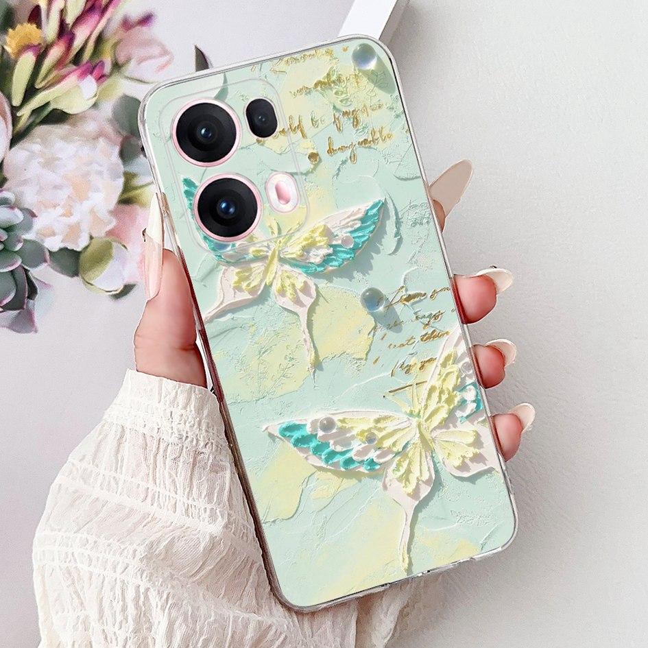For OPPO Reno13 Pro 5G Case CPH2697 Fashion Flower Butterfly Soft Silicone Phone Cover For OPPO Reno 13 CPH2689 Reno13Pro Bumper