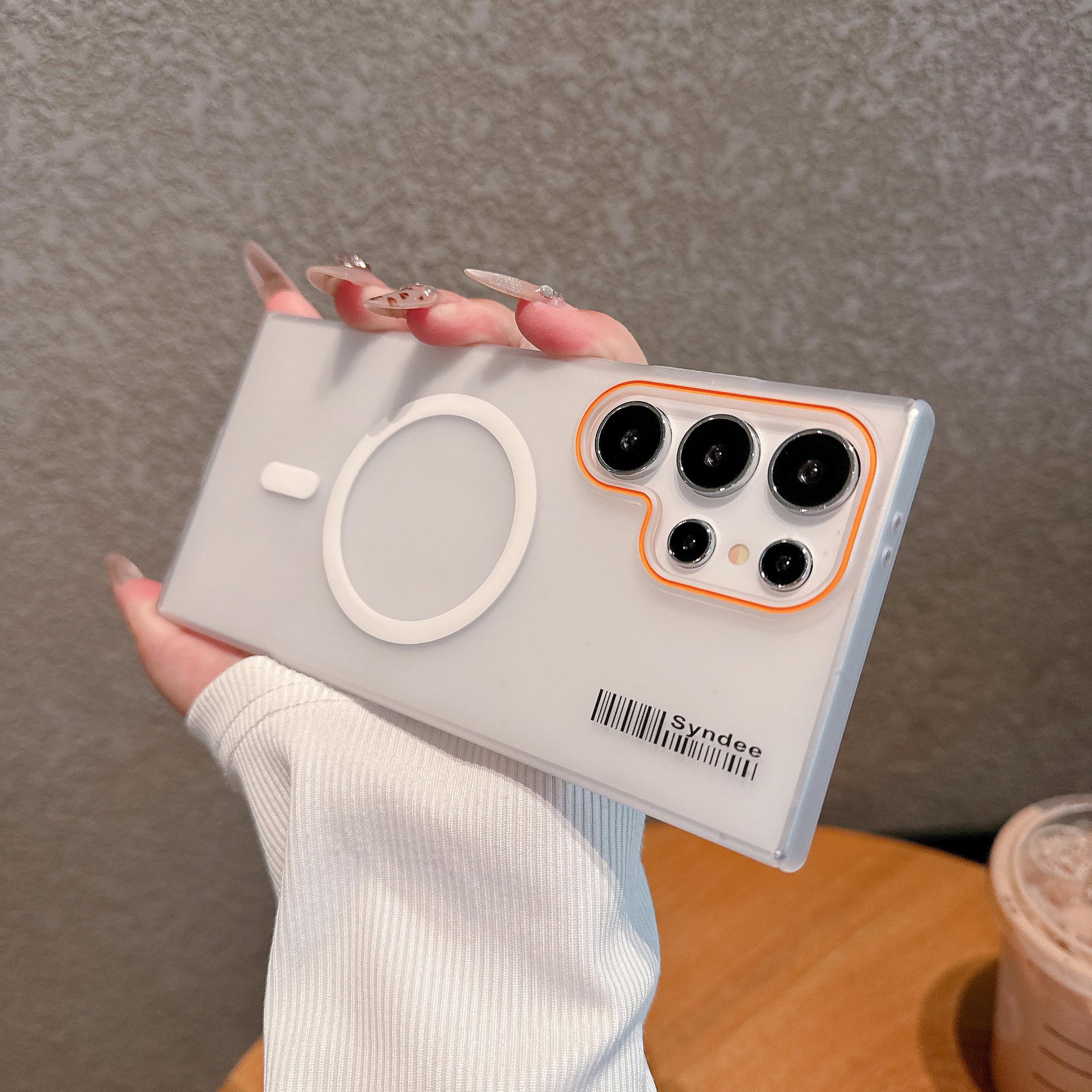 

Samsung S25Plus Semi transparent Magnetic Suction Phone Case SAMS24Ultra Skin Scrub S23 Soft Sand Protective Case 22 Samsung S25