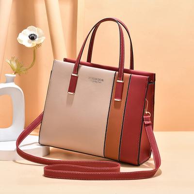 Bolsa feminina de cor contrastante da moda, nova bolsa tote de grande capacidade, bolsa de ombro transversal feminina, bolsas de mão femininas
