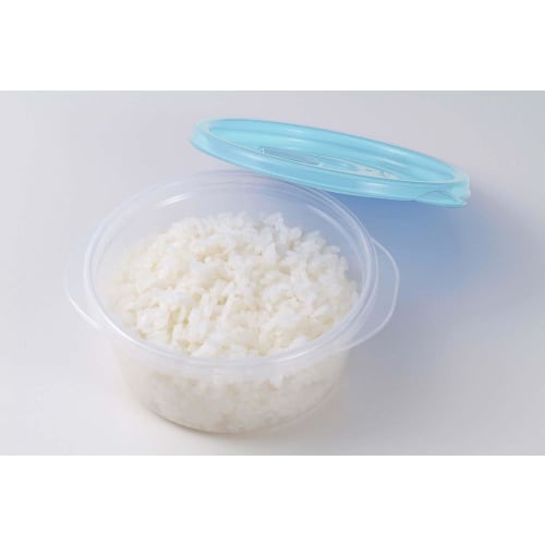 [.co.jp Exclusive] Iwasaki Industrial Lastroware Smart Flap Round Storage Containers, Small, 440ml, Set of 2, Antibacterial, Microwave-safe with Lids