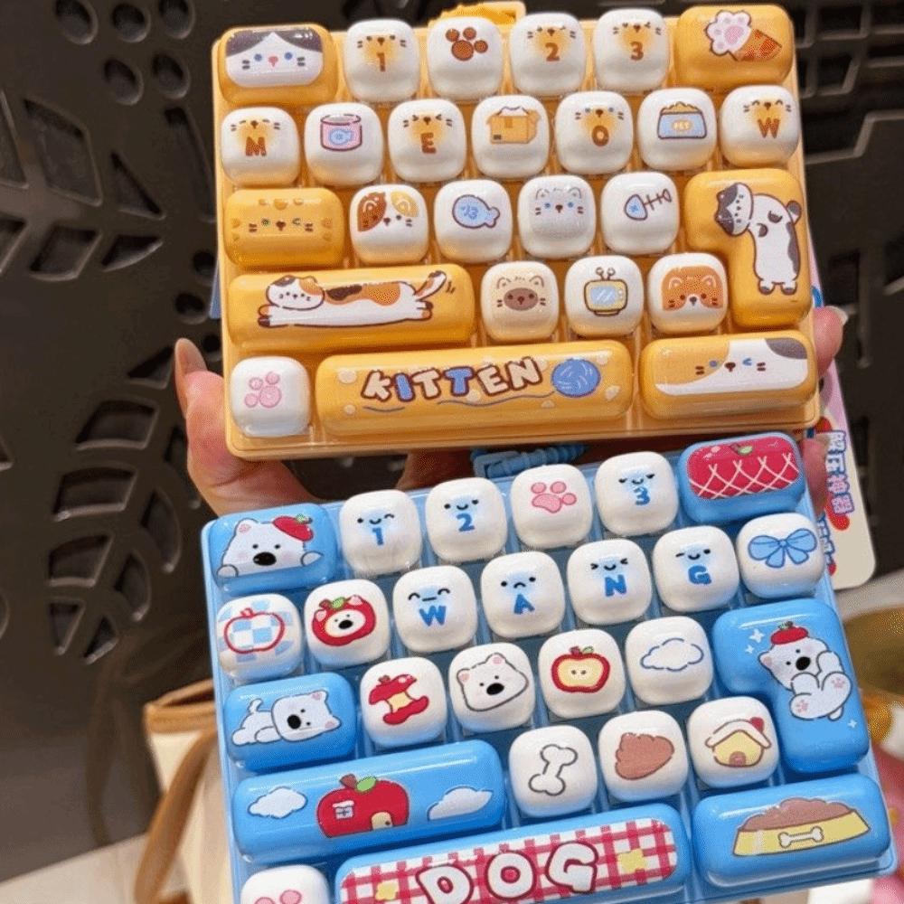 Cute 26 Grids Keyboard Clicker Keychain Portable Fidget Bag Pendant Student Bag Ornament