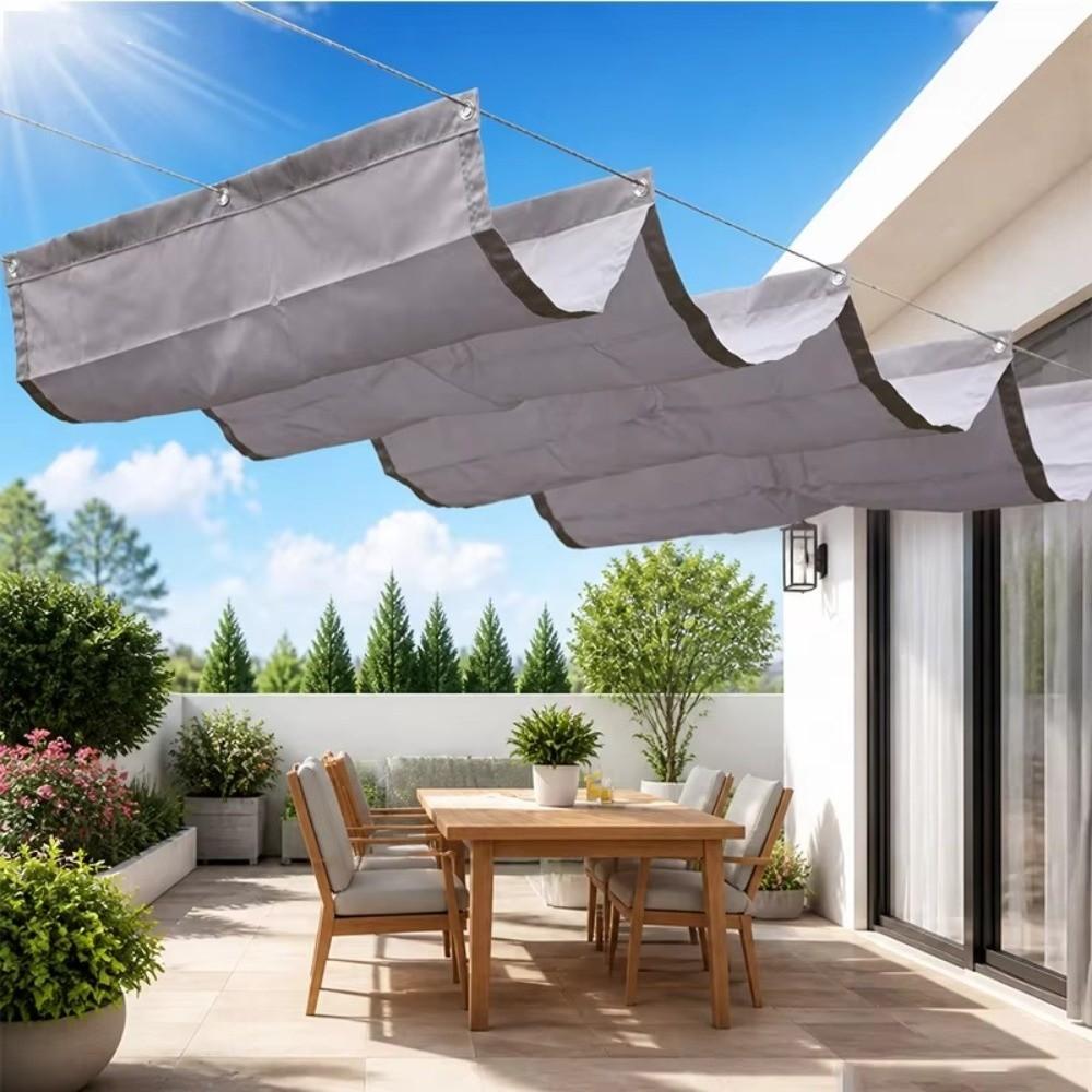 Waterproof Wave Retractable Sun Shade Canopy Heavy Duty Garden Sunshade Net Patio Terrace
