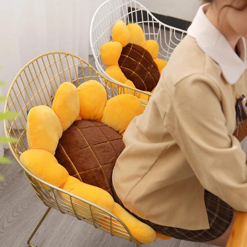 1Pc 40/50/70Cm Stuffed Soft Plant Sunflower Plush Toys Cute Chair Car Plush Cushion Office Nap Pillow Nice Birthday Gift