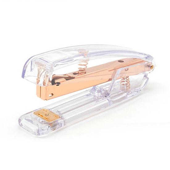 Transparent Desktop Stapler Labor-Saving Heavy Duty 25-sheet Capacity Anti-Slip Base Prevents Staple Jams One-finger Stapler School Office Supplies