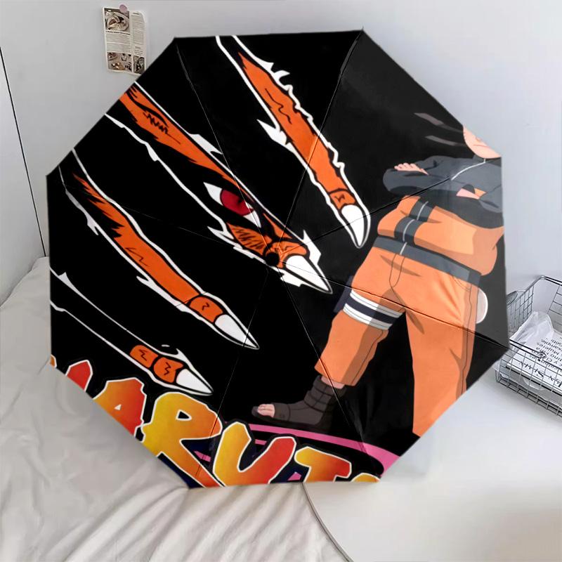 1 PC Automatic Folding Umbrella - Naruto Fire Sage Mode Pattern Portable Foldable Design With 8 Ribs Christmas Birthday Gifts