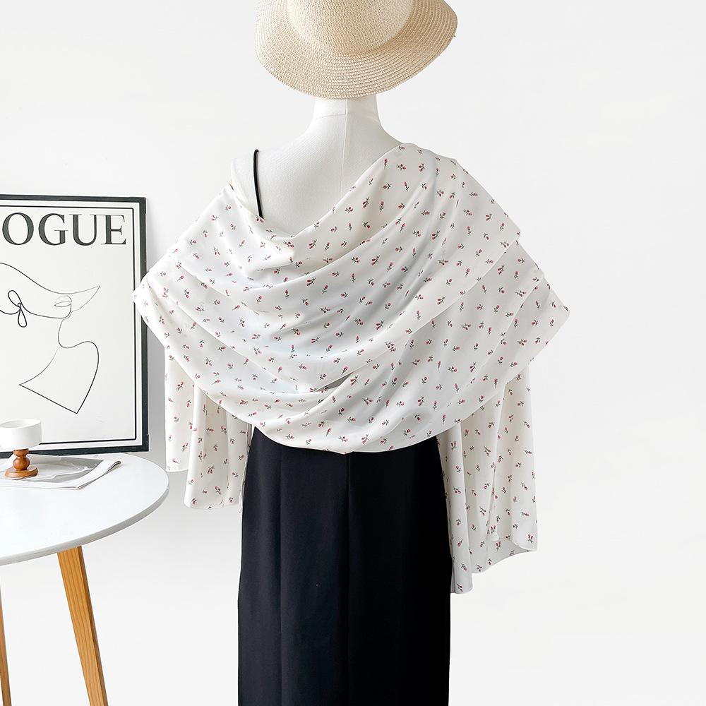 New Shawl Silk Scarf Women's Summer Sunscreen Yarn Scarf Shawl with Organza Long Scarf