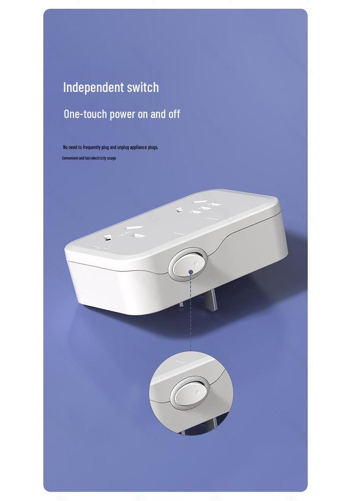 16A Wireless Power Strip with Switch - 3-Pin to 5-Pin Converter for AC and Heater