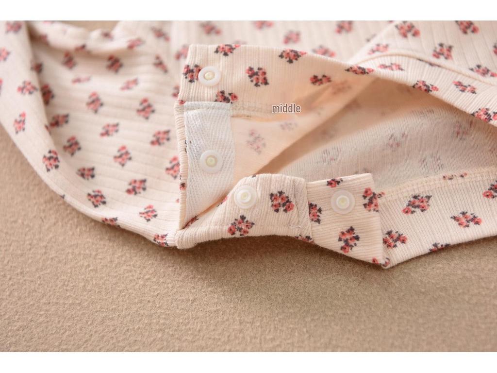 Children's Cotton Thermal Pajama Set - Long-Sleeved, Elastic, Cute, Fashionable, Versatile Autumn Wear