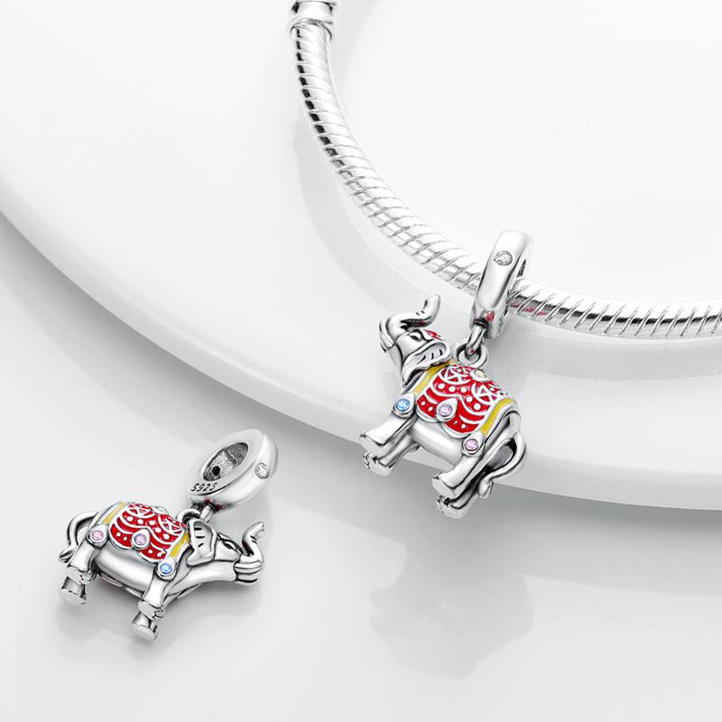 Cute Pink Elephant Charm Beads Collection For Women'S Bracelets, Necklaces, Keychains Copper Beads Diy Jewellery Fine Gifts