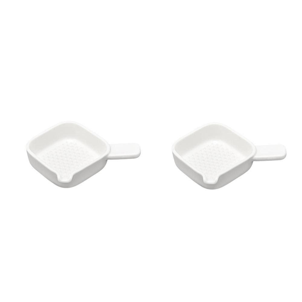 2PCS Ceramic Seasoning Dish with Handle Condiment Dish Japanese-style Dipping Dish  Restaurant Square