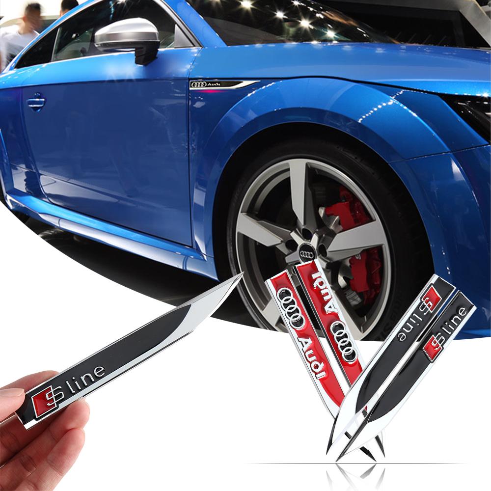 Car Side Fender Knife Stickers Emblem Badge Decals Trim Styling Logo For F2 Sline Q2 Q3 Q5 Q7 A1 A3 A5 A7 RS5 Quattro C5 C6 C7