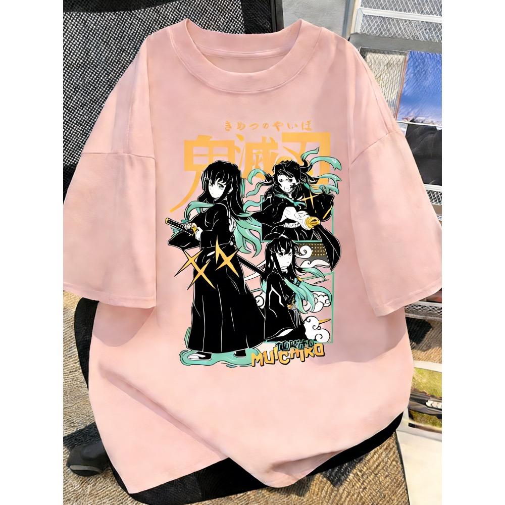 Summer Plus Size Demon Slayer Anime Printed Unisex Women Tshirt Casual Parent Child Top Fashion Harajuku Style Street Wear Y2K