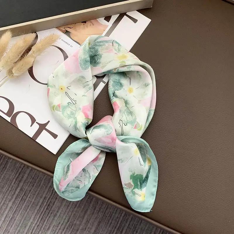 Retro 70*70 Square Scarf Colorful Silk Scarf Women Neck Scarf All-match Shawl Fashion Trendy Headscarf Women's Accessories Gifts