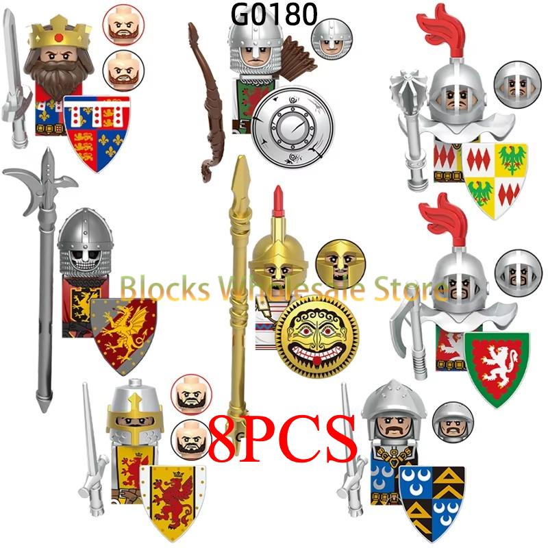 Średniowieczny Zamek Wojskowy Figurki Żołnierzy Klocki Konstrukcyjne Rzym Rycerz Lew Broń Wojownik Miecz Piechota Hełm Model Klocki Zabawki