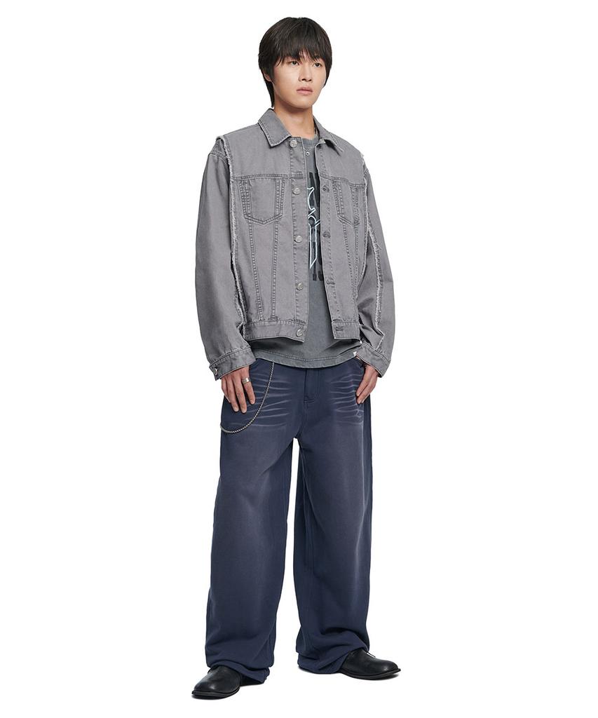 Nomanual Rough Cut Trucker Jacket - Washed Gray