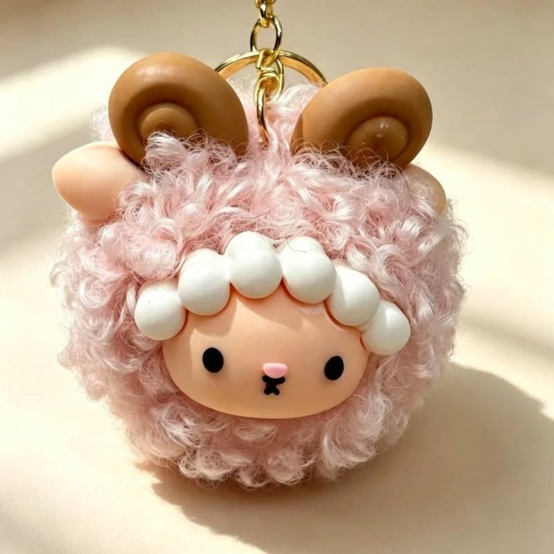 Curly Sheep Plush Pendant Keychain Mini Sheep Plush Pendant Soft Lamb Doll Accessories Car Decor Keychain Bag Decoration Gifts