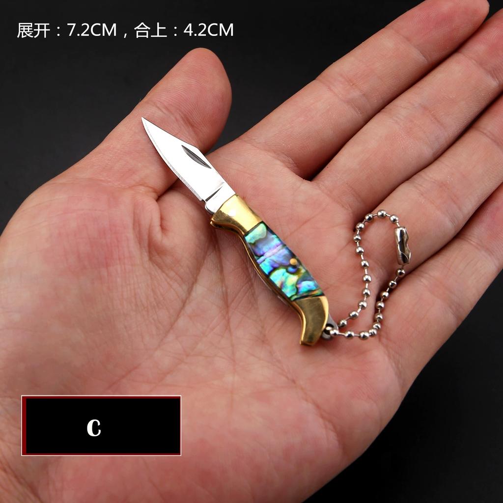 7.2cm Shell Brass Steel Folding Knife Pocket Keychain Portable Resin Steel Knives Survival EDC Tool Cutter Peeler Hunting Gift