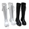Autumn and Winter New Women's Boots Round Toe Square Heel Knight Boots Over The Knee Pu High Shoes Sexy Women's Boots Zapatos
