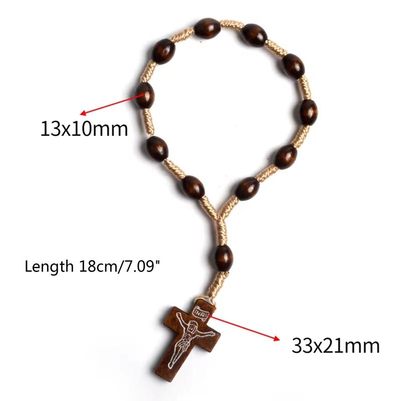 Rozenkrans Houten Kralen Armband Mini Voor Vingerkruis Rozenkransen Voor Doop Communie Bruiloften Feest