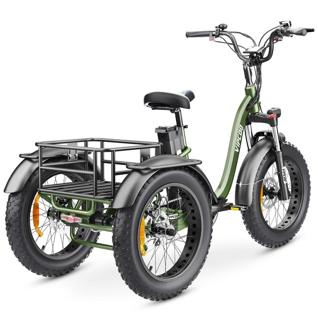 VIPCOO VC-ET1 Thricycle Cargo E-bike 20 INCH Fat Tires 48V20AH Battery 48V20AH Battery 750W Motor Outdoor Riding  Electric Bicycle With Rear Frame