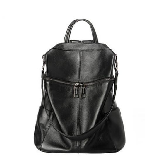 New Genuine Leather Women s Bag, European and American Style Genuine Leather Backpack, Large Capacity School Bag, College Style Backpack Black-Large Size