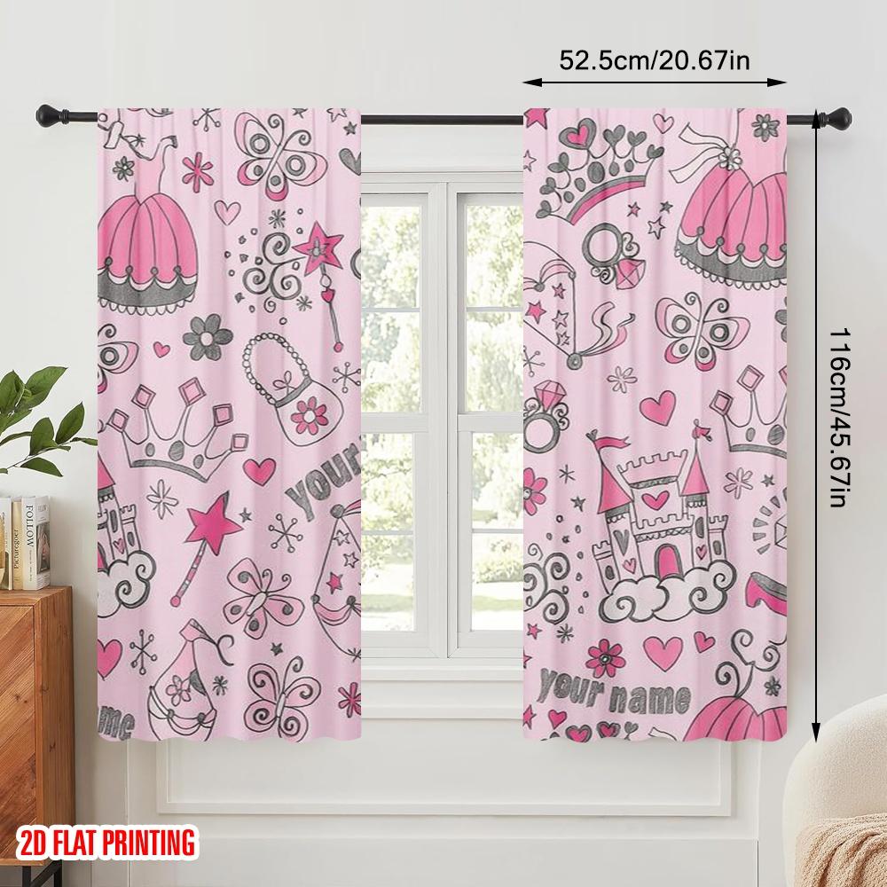 2pcs,2D Plane Printing Contemporary Curtains Fairytale Dreams Durable Polyester (without Rod) Home Decor Ldeal for Bedroom &