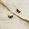 Maillard Caramel Brown Arc de Triomphe Enamel Earrings: Retro Drip Oil Round Hoop Earrings for Women