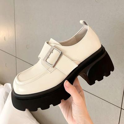 Fashion British Style Round Toe Leather Shoes 2024 Women's Thick Sole Single Shoes Retro Platform Oxford Shoes Students JK Uniform Shoes