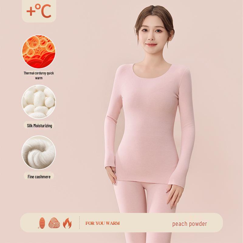 Women's German Cashmere Silk Thermal Underwear Suit - Self-Heating, Velvet-Lined for Autumn/Winter, 37°C Constant Temperature