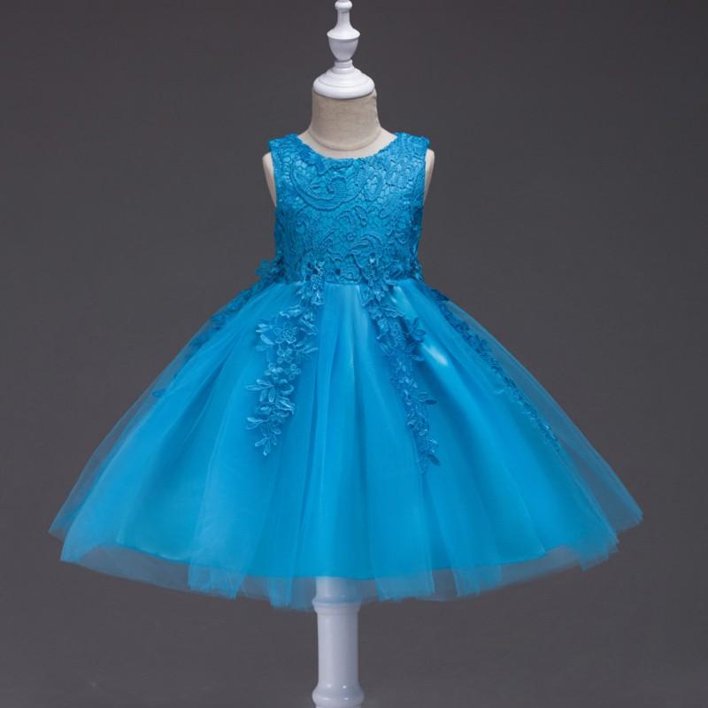 Girls Lace Party Dress Kids Princess Performance Sleeveless Tutu 80-140cm