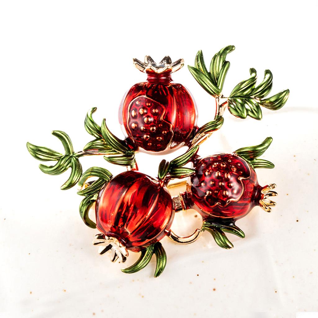 

Red Enamel Pomegranate Brooches for Women Alloy Fruits Casual Weddings Brooch Pins Gifts