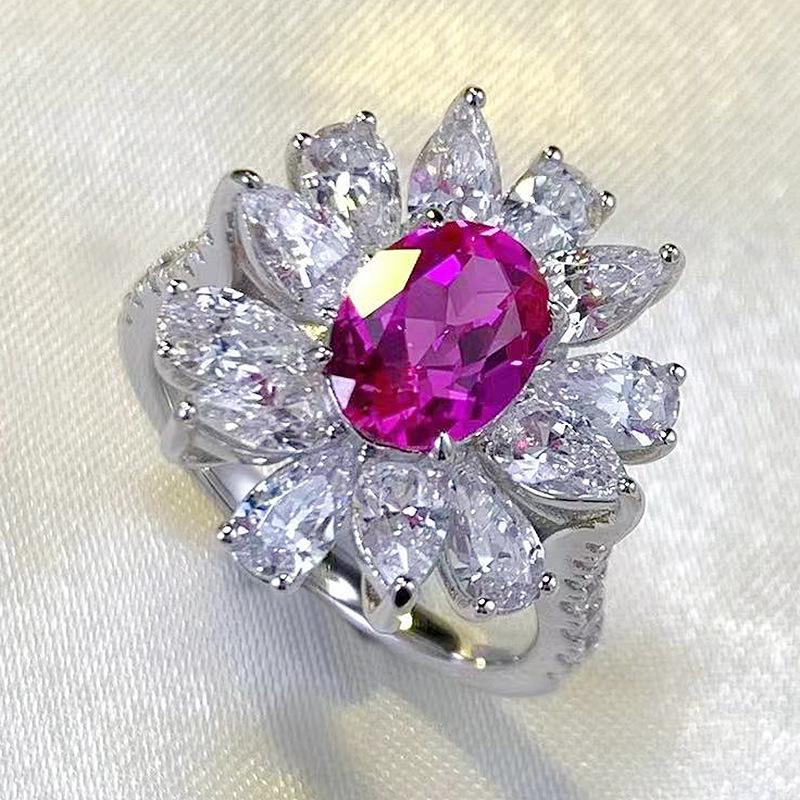 Zhuo Zhifan 2023 Luxury S925 Silver Oval Zirconia Diamond Ring for Women - Fashion Versatile