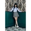 Houndstooth Pleated Skirt Black