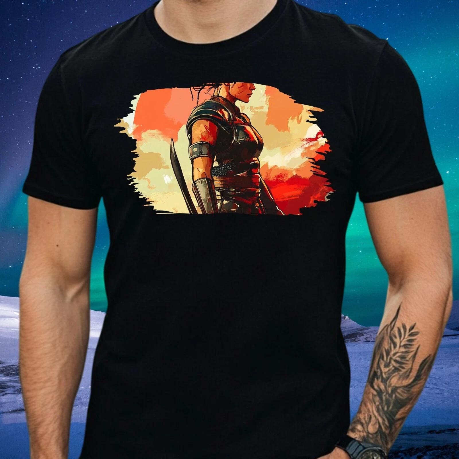 T-Shirt Herren Kriegerin Motiv Baumwolle Größe S bis 5XL XXXL