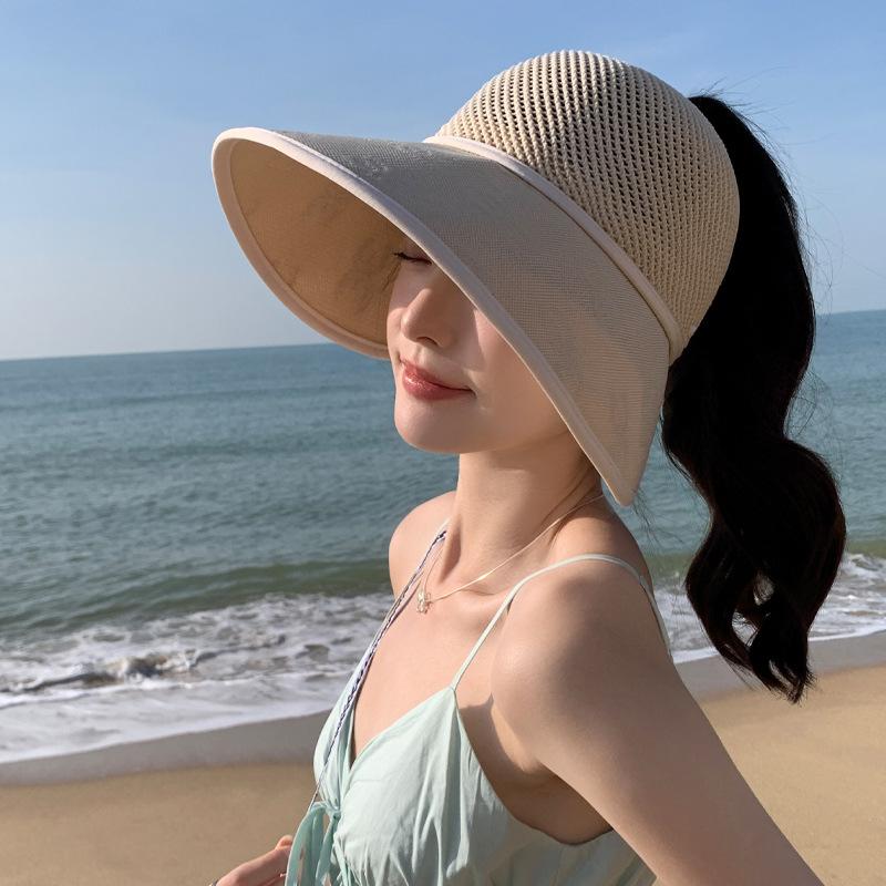 

Летний солнцезащитный козырек, кепка для защиты от солнца, детская кепка с открытым верхом, дышащая, с защитой от УФ-лучей, шляпа от солнца с широкими полями, защита шеи One Size