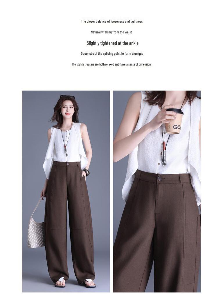 Neuer Eingang Schlankmachende High-Waist Hosen mit Fall - Vielseitiges Schlankes & Weiter Bein Design für Freizeitkleidung