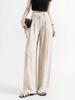 Women's High-Waisted Wide-Leg Linen Pants - Summer 2026 Collection, Loose Fit, Tencel Cotton Blend, Floor-Length