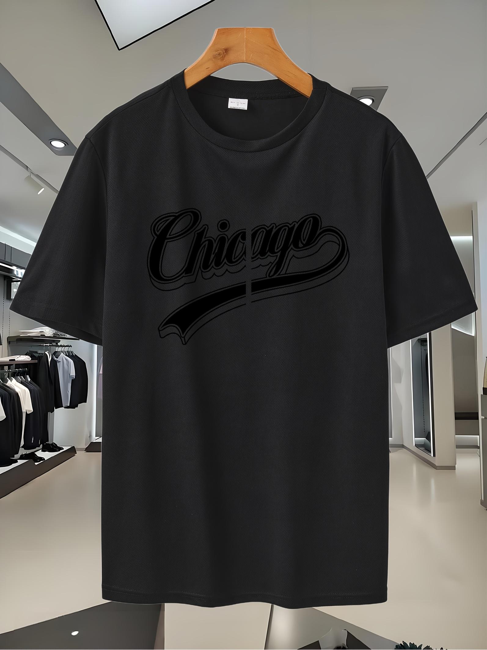 26C Breathable Mesh Athletic T-shirt - Black with Bold Chicago Graphic Print S