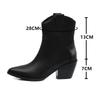 Fashion Plus Size 33-45 Slip-On Retro Black Booties Woman Winter Autumn Western Boots Women 2025 Fashion Ankle Cowboy Boots Shoes Woman