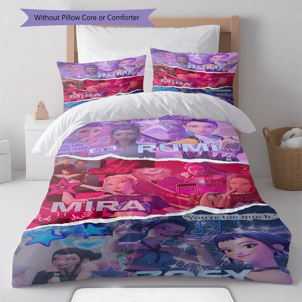 Anime Pattern Bedding Quilt Set Quilt Cover Pillowcase Home Decoration Birthday Gift (1 * Duvet Cover + 2 * Pillowcase, Without Core)