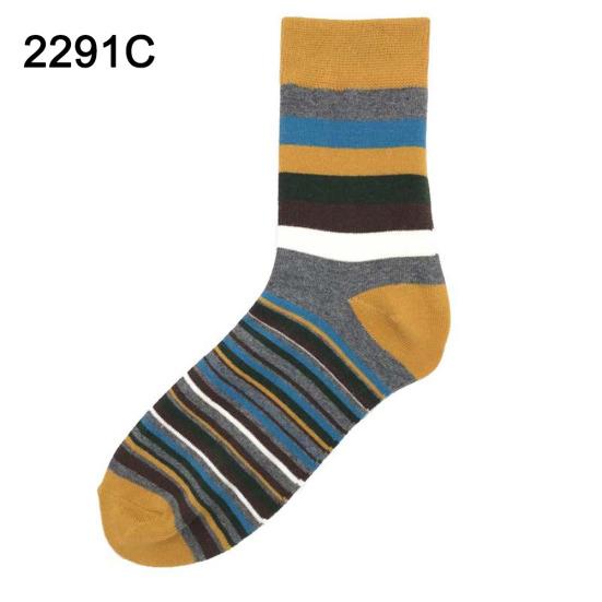 Calzini da uomo a righe colorate, a tubo medio, elastici, morbidi, in cotone, per la moda primavera autunno