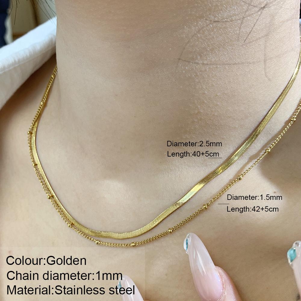 New 2025 Stainless Steel Double Layered Stacking Chain Necklace Women Woman's Choker Jewelry Necklace for Women