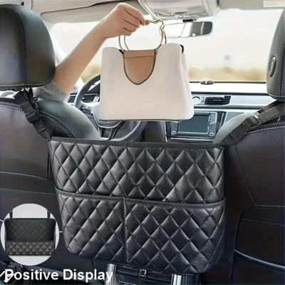 Sac de rangement monté sur voiture, 1 pièce, support de sac à main suspendu pour siège de voiture, sac de rangement de mouchoirs, sac de rangement en cuir PU, sac de rangement de grande capacité