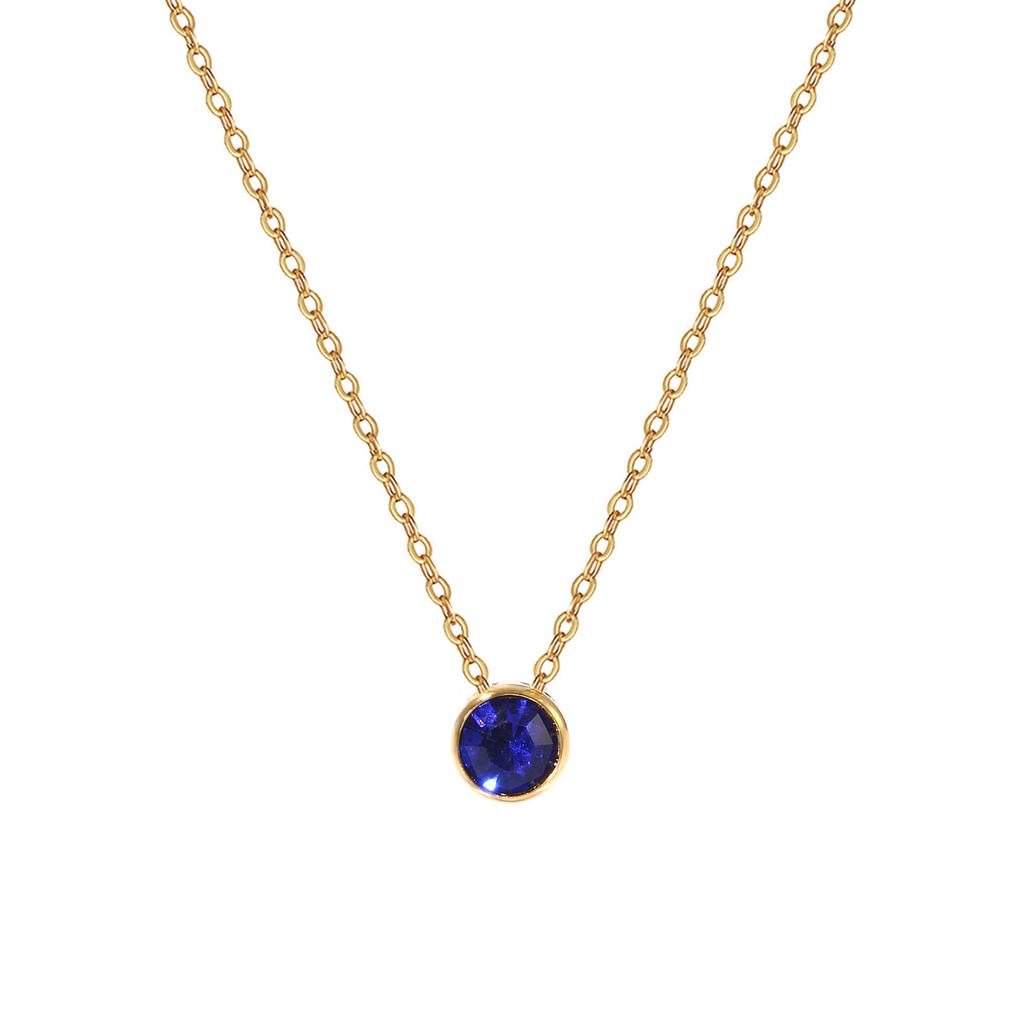 304 Stainless Steel Birthstone Necklace 18K Real Gold Plated Link Cable Chain Necklace For Women Jewelry Gift 45cm, 1 Piece