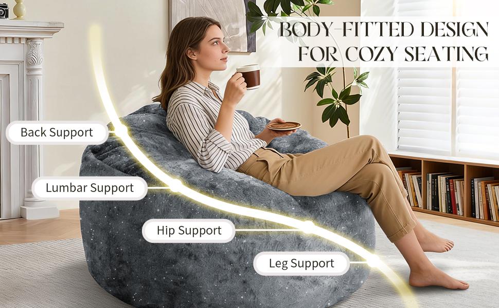 Sillón Puf Curvo de Respaldo Alto con Soporte de Contorno para Todo el Cuerpo para una Relajación Inmersiva en Espacios de Vida Modernos