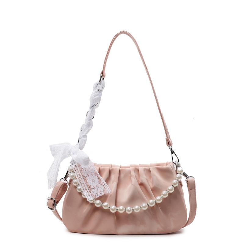 Popular New French Niche Sweet Wind Simple Pleated Bag Women Commuter Fashion High Sense Shoulder Messenger Bag