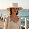 Sophisticated Lady Hat Flat Top Fedora Hat, Wool Blend Derby Cap, Retro Jazz Chic Vacation Travel Wide Brim Felt for Women, Events & Daily Wear Casual
