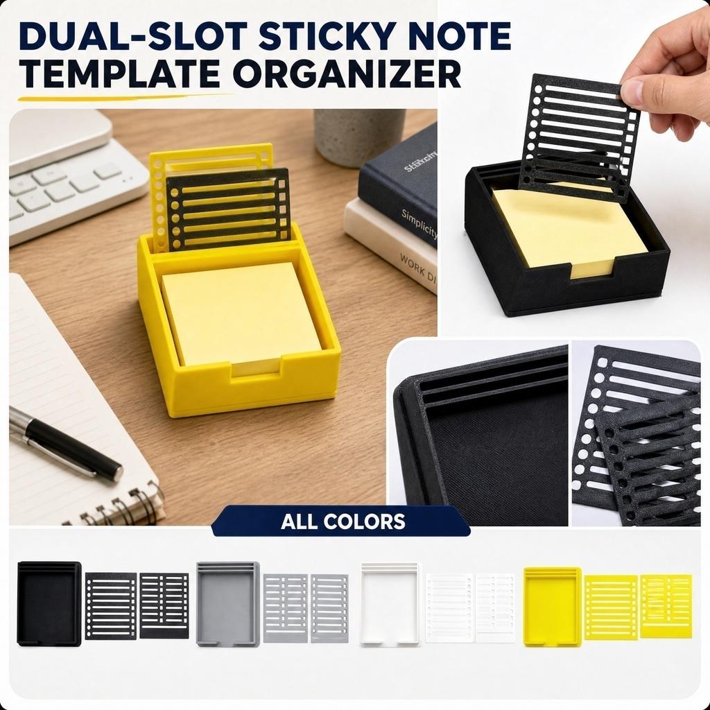 Slot Template Box for Desk Organization - Compact Storage for Note Pads and Templates
